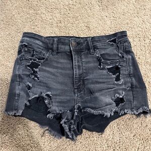 American Eagle Outfitters Black Jean Shorts Distressed Style